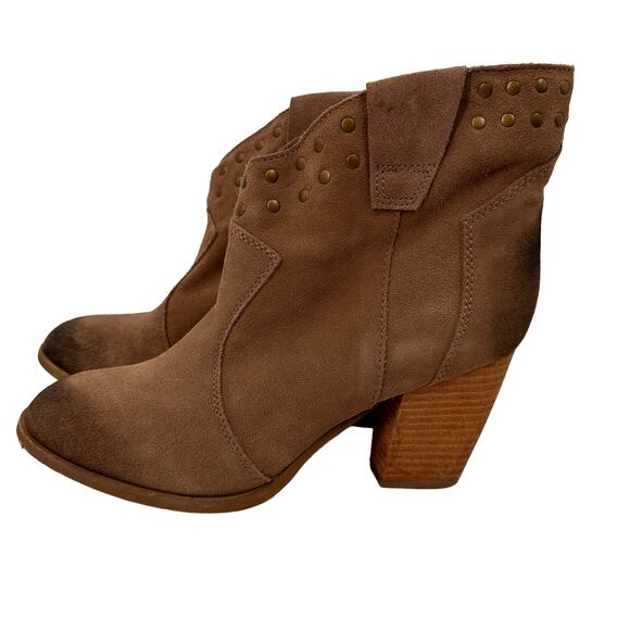 Steve Madden Jessii Suede Brown Leather Heeled Boots Booties Size 8.5 - Picture 5 of 8